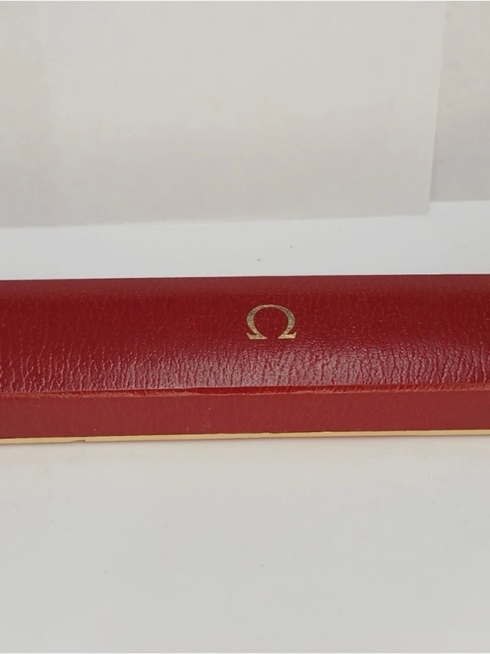 Vintage Omega Red & Gold Rectangle Watch Case Box